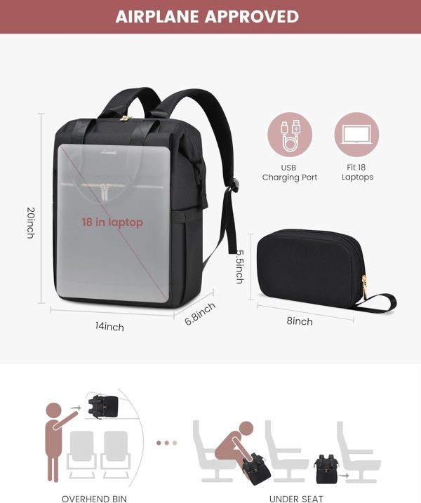 LOVEVOOK Laptop Backpack for Women, 15.6 Inch Work Laptop Bag with USB Port, Fashion Teacher Nurse Backpack Purse, Waterproof Travel Computer Backpack with Organizer Bag, 2PCS, Beige-Khaki - Image 230