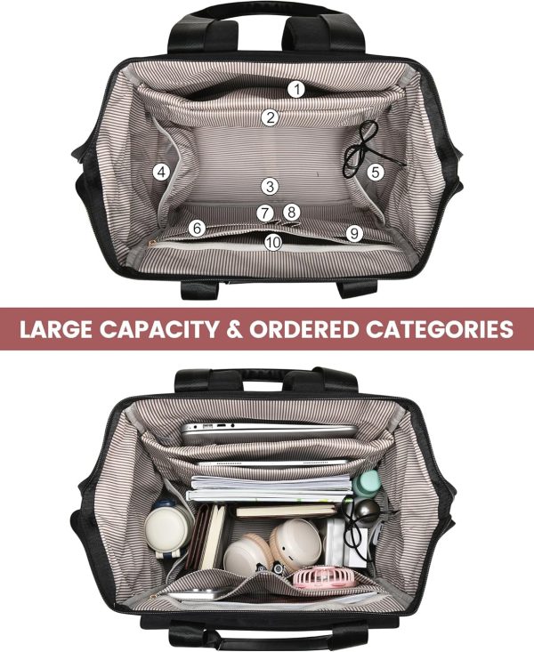 LOVEVOOK Laptop Backpack for Women, 15.6 Inch Work Laptop Bag with USB Port, Fashion Teacher Nurse Backpack Purse, Waterproof Travel Computer Backpack with Organizer Bag, 2PCS, Beige-Khaki - Image 232