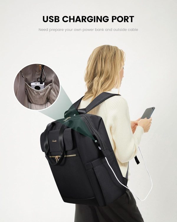 LOVEVOOK Laptop Backpack for Women, 15.6 Inch Work Laptop Bag with USB Port, Fashion Teacher Nurse Backpack Purse, Waterproof Travel Computer Backpack with Organizer Bag, 2PCS, Beige-Khaki - Image 233