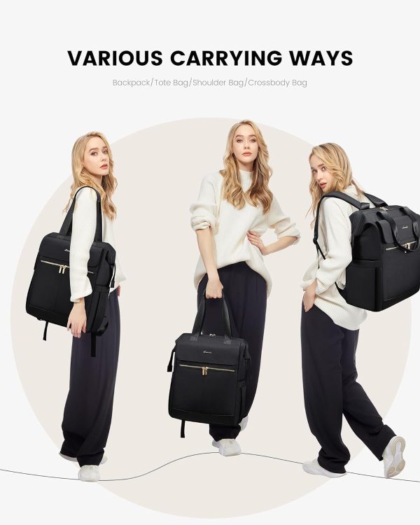 LOVEVOOK Laptop Backpack for Women, 15.6 Inch Work Laptop Bag with USB Port, Fashion Teacher Nurse Backpack Purse, Waterproof Travel Computer Backpack with Organizer Bag, 2PCS, Beige-Khaki - Image 234