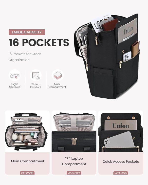 LOVEVOOK Laptop Backpack for Women, 15.6 Inch Work Laptop Bag with USB Port, Fashion Teacher Nurse Backpack Purse, Waterproof Travel Computer Backpack with Organizer Bag, 2PCS, Beige-Khaki - Image 238