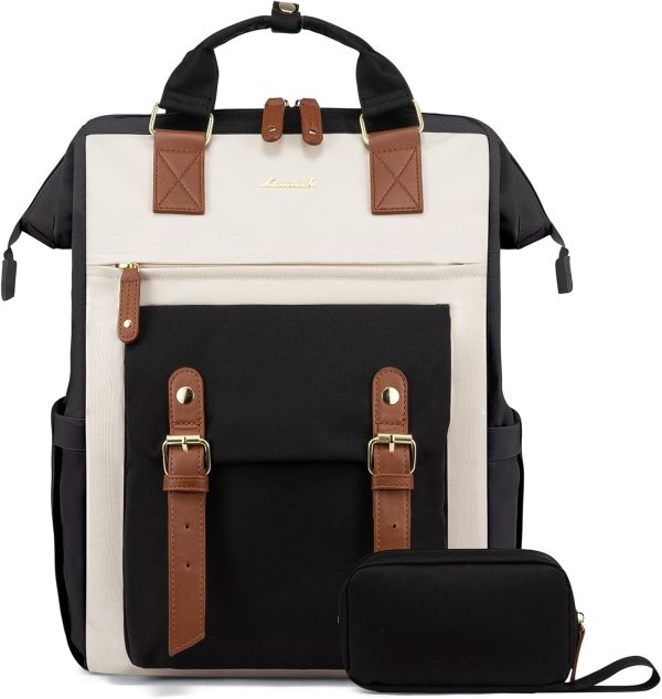 LOVEVOOK Laptop Backpack for Women Work Travel Backpack Purse, Commuter Business Computer Bag Teacher Nurse Bags, College School Backpack Student Bookbag with Multi-Pockets, 15.6 Inch, Black-brown - Image 340