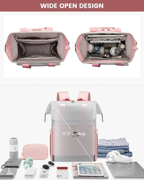LOVEVOOK Laptop Backpack for Women, 15.6 Inch Work Laptop Bag with USB Port, Fashion Teacher Nurse Backpack Purse, Waterproof Travel Computer Backpack with Organizer Bag, 2PCS, Beige-Khaki - Image 242