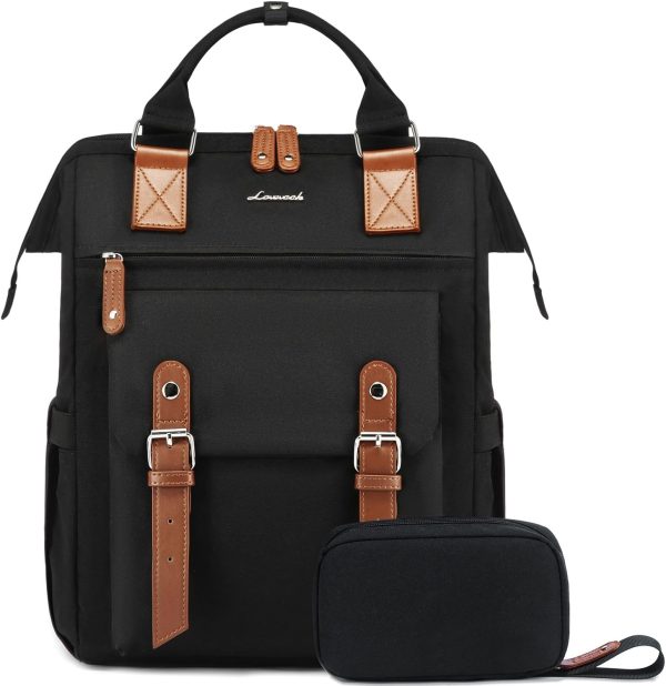 LOVEVOOK Laptop Backpack for Women Work Travel Backpack Purse, Commuter Business Computer Bag Teacher Nurse Bags, College School Backpack Student Bookbag with Multi-Pockets, 15.6 Inch, Black-brown - Image 346