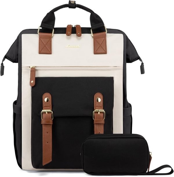 LOVEVOOK Laptop Backpack for Women Work Travel Backpack Purse, Commuter Business Computer Bag Teacher Nurse Bags, College School Backpack Student Bookbag with Multi-Pockets, 15.6 Inch, Black-brown - Image 350