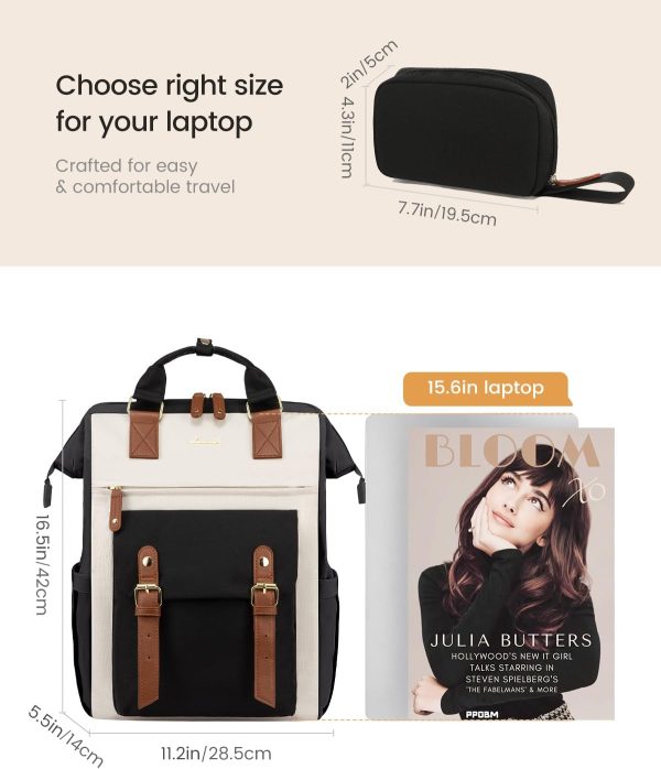 LOVEVOOK Laptop Backpack for Women Work Travel Backpack Purse, Commuter Business Computer Bag Teacher Nurse Bags, College School Backpack Student Bookbag with Multi-Pockets, 15.6 Inch, Black-brown - Image 355