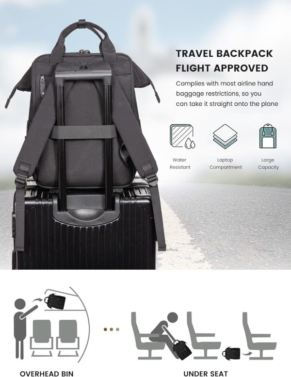 LOVEVOOK Laptop Backpack for Women Work Travel Backpack Purse, Commuter Business Computer Bag Teacher Nurse Bags, College School Backpack Student Bookbag with Multi-Pockets, 15.6 Inch, Black-brown - Image 370