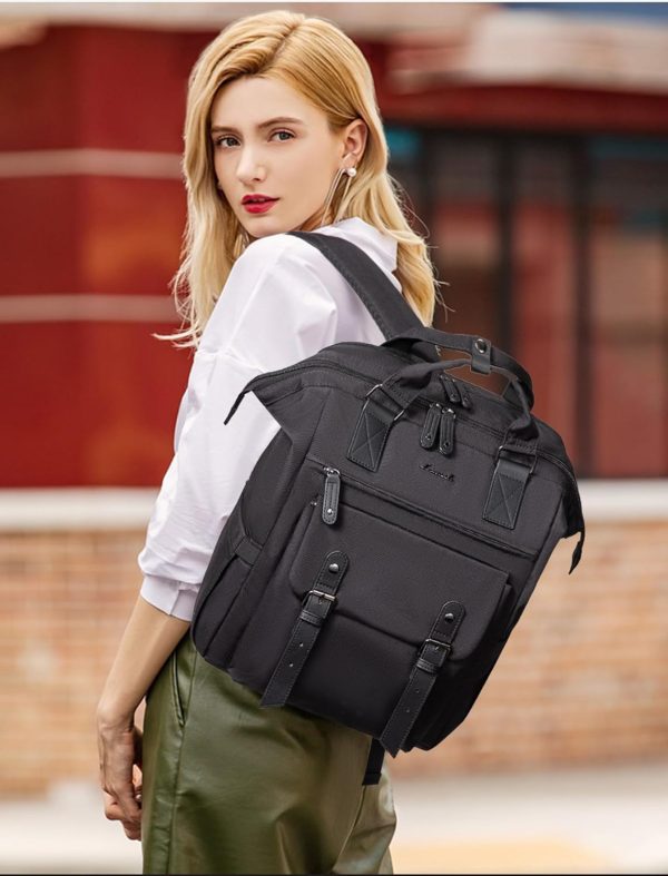 LOVEVOOK Laptop Backpack for Women Work Travel Backpack Purse, Commuter Business Computer Bag Teacher Nurse Bags, College School Backpack Student Bookbag with Multi-Pockets, 15.6 Inch, Black-brown - Image 372