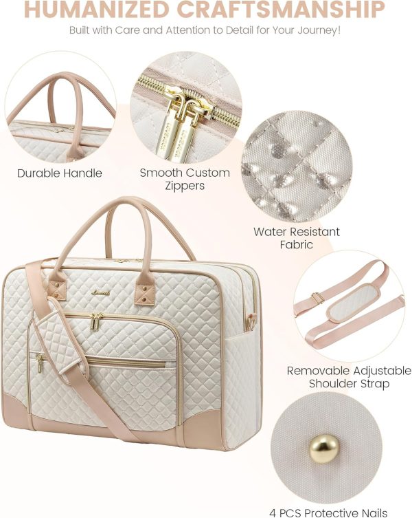 LOVEVOOK Weekender Bag for Women with Laptop Compartment, Quilted Carry on Bags for airplanes with Shoe Bag, Travel Duffel Tote Bags with Toiletry Bag, Hospital Bags with Wet Pocket Shoe Bag - Image 5