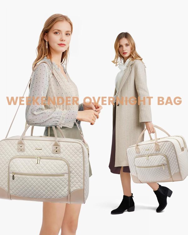 LOVEVOOK Weekender Bag for Women with Laptop Compartment, Quilted Carry on Bags for airplanes with Shoe Bag, Travel Duffel Tote Bags with Toiletry Bag, Hospital Bags with Wet Pocket Shoe Bag - Image 7