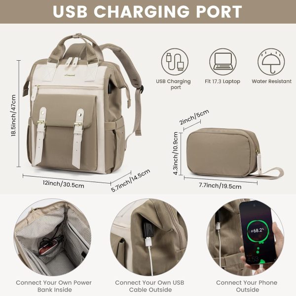 LOVEVOOK Laptop Backpack for Women Work Travel Backpack Purse, Commuter Business Computer Bag Teacher Nurse Bags, College School Backpack Student Bookbag with Multi-Pockets, 15.6 Inch, Black-brown - Image 378