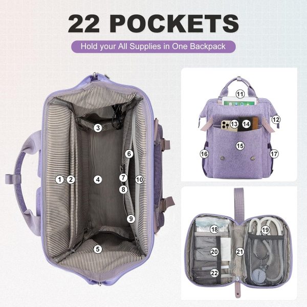 LOVEVOOK Laptop Backpack for Women Work Travel Backpack Purse, Commuter Business Computer Bag Teacher Nurse Bags, College School Backpack Student Bookbag with Multi-Pockets, 15.6 Inch, Black-brown - Image 380