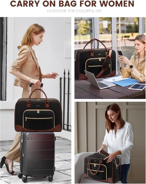 LOVEVOOK Weekender Bag for Women with Laptop Compartment, Quilted Carry on Bags for airplanes with Shoe Bag, Travel Duffel Tote Bags with Toiletry Bag, Hospital Bags with Wet Pocket Shoe Bag - Image 14