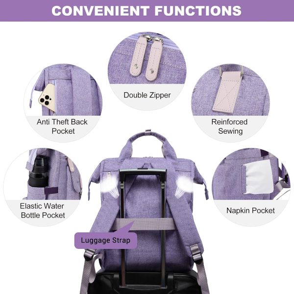 LOVEVOOK Laptop Backpack for Women Work Travel Backpack Purse, Commuter Business Computer Bag Teacher Nurse Bags, College School Backpack Student Bookbag with Multi-Pockets, 15.6 Inch, Black-brown - Image 383