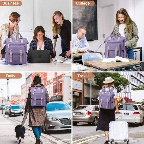 LOVEVOOK Laptop Backpack for Women Work Travel Backpack Purse, Commuter Business Computer Bag Teacher Nurse Bags, College School Backpack Student Bookbag with Multi-Pockets, 15.6 Inch, Black-brown - Image 384