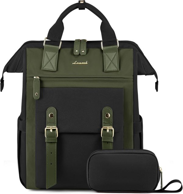 LOVEVOOK Laptop Backpack for Women Work Travel Backpack Purse, Commuter Business Computer Bag Teacher Nurse Bags, College School Backpack Student Bookbag with Multi-Pockets, 15.6 Inch, Black-brown - Image 386