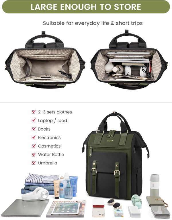 LOVEVOOK Laptop Backpack for Women Work Travel Backpack Purse, Commuter Business Computer Bag Teacher Nurse Bags, College School Backpack Student Bookbag with Multi-Pockets, 15.6 Inch, Black-brown - Image 389