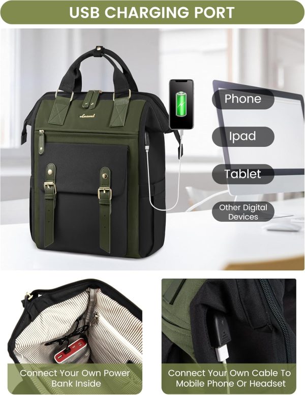 LOVEVOOK Laptop Backpack for Women Work Travel Backpack Purse, Commuter Business Computer Bag Teacher Nurse Bags, College School Backpack Student Bookbag with Multi-Pockets, 15.6 Inch, Black-brown - Image 391