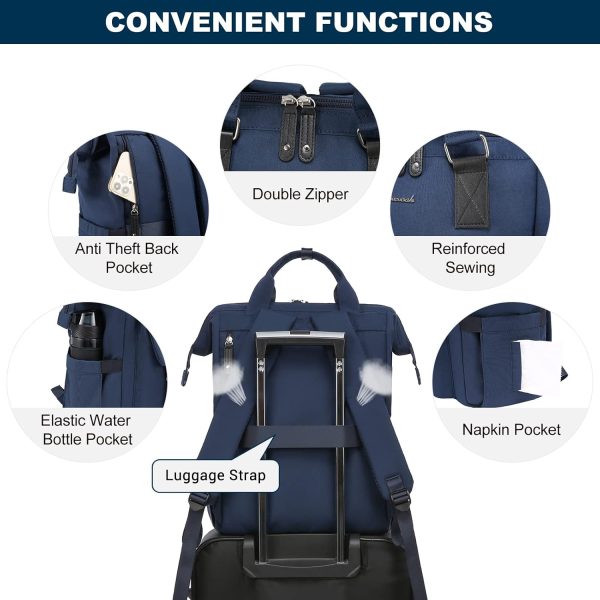 LOVEVOOK Laptop Backpack for Women Work Travel Backpack Purse, Commuter Business Computer Bag Teacher Nurse Bags, College School Backpack Student Bookbag with Multi-Pockets, 15.6 Inch, Black-brown - Image 397