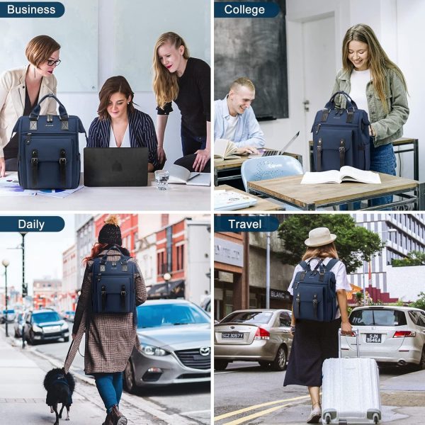 LOVEVOOK Laptop Backpack for Women Work Travel Backpack Purse, Commuter Business Computer Bag Teacher Nurse Bags, College School Backpack Student Bookbag with Multi-Pockets, 15.6 Inch, Black-brown - Image 399
