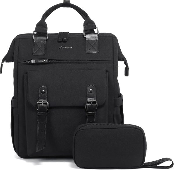 LOVEVOOK Laptop Backpack for Women Work Travel Backpack Purse, Commuter Business Computer Bag Teacher Nurse Bags, College School Backpack Student Bookbag with Multi-Pockets, 15.6 Inch, Black-brown - Image 406