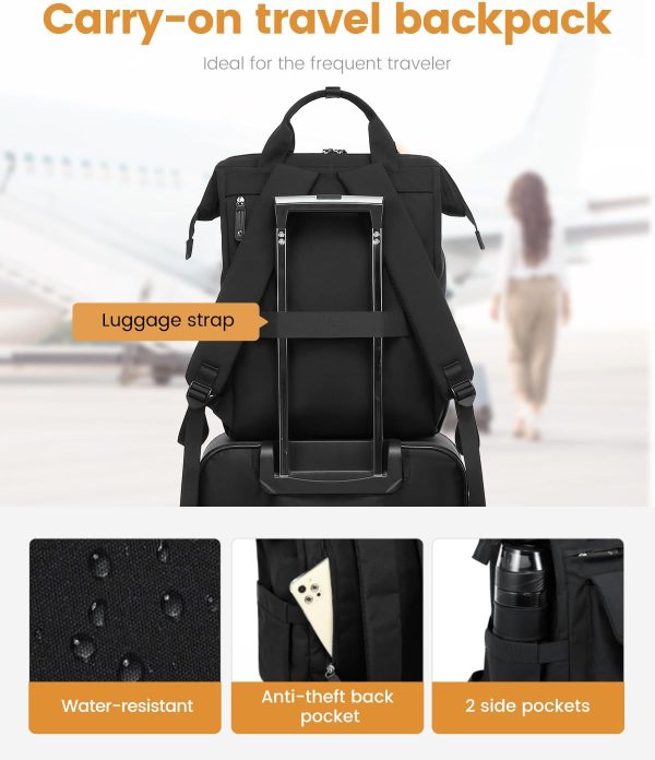 LOVEVOOK Laptop Backpack for Women Work Travel Backpack Purse, Commuter Business Computer Bag Teacher Nurse Bags, College School Backpack Student Bookbag with Multi-Pockets, 15.6 Inch, Black-brown - Image 409