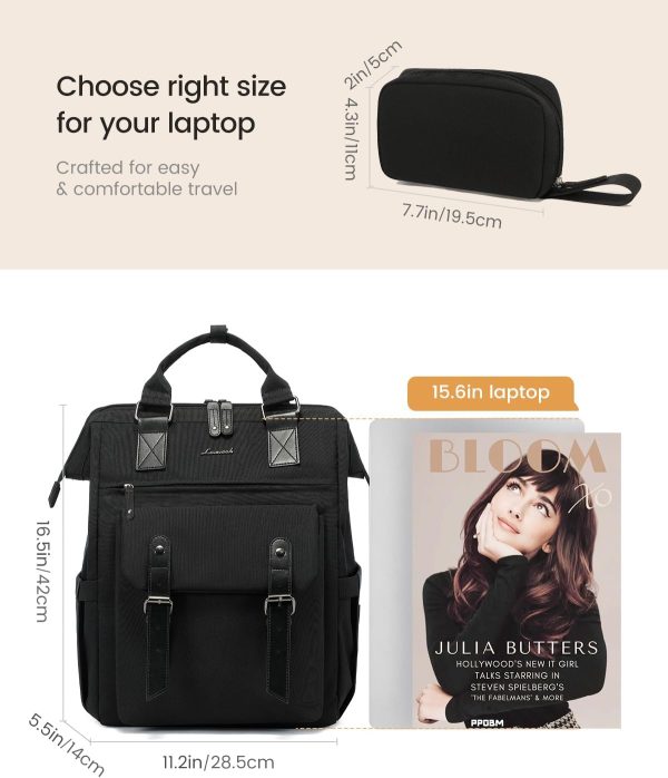 LOVEVOOK Laptop Backpack for Women Work Travel Backpack Purse, Commuter Business Computer Bag Teacher Nurse Bags, College School Backpack Student Bookbag with Multi-Pockets, 15.6 Inch, Black-brown - Image 411