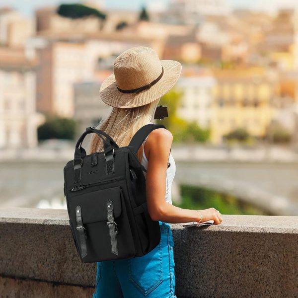 LOVEVOOK Laptop Backpack for Women Work Travel Backpack Purse, Commuter Business Computer Bag Teacher Nurse Bags, College School Backpack Student Bookbag with Multi-Pockets, 15.6 Inch, Black-brown - Image 412