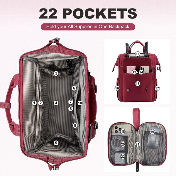 LOVEVOOK Laptop Backpack for Women Work Travel Backpack Purse, Commuter Business Computer Bag Teacher Nurse Bags, College School Backpack Student Bookbag with Multi-Pockets, 15.6 Inch, Black-brown - Image 414
