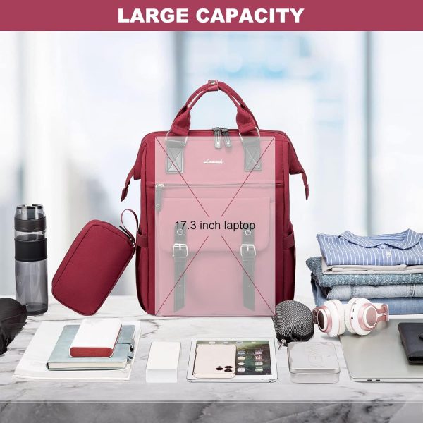 LOVEVOOK Laptop Backpack for Women Work Travel Backpack Purse, Commuter Business Computer Bag Teacher Nurse Bags, College School Backpack Student Bookbag with Multi-Pockets, 15.6 Inch, Black-brown - Image 415