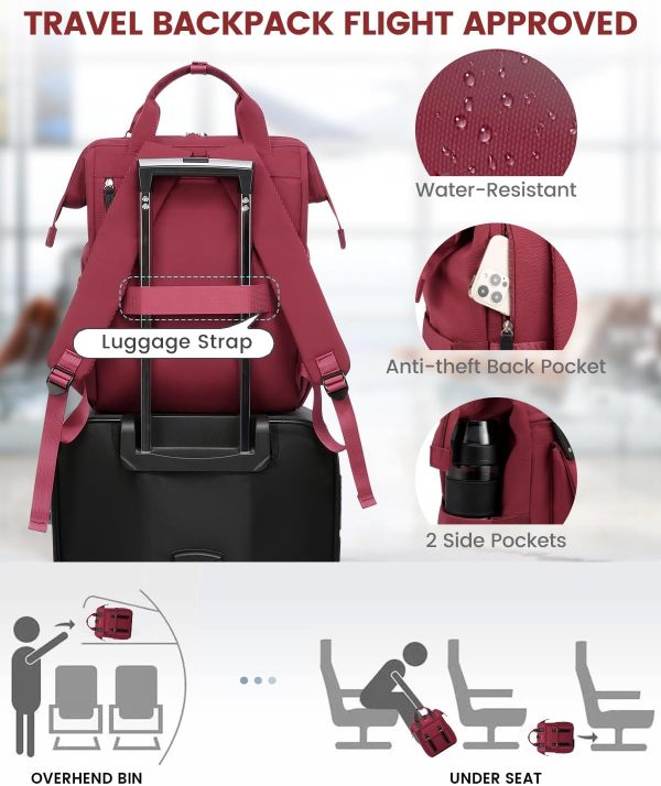 LOVEVOOK Laptop Backpack for Women Work Travel Backpack Purse, Commuter Business Computer Bag Teacher Nurse Bags, College School Backpack Student Bookbag with Multi-Pockets, 15.6 Inch, Black-brown - Image 416