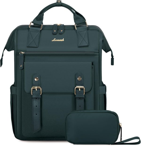 LOVEVOOK Laptop Backpack for Women Work Travel Backpack Purse, Commuter Business Computer Bag Teacher Nurse Bags, College School Backpack Student Bookbag with Multi-Pockets, 15.6 Inch, Black-brown - Image 424