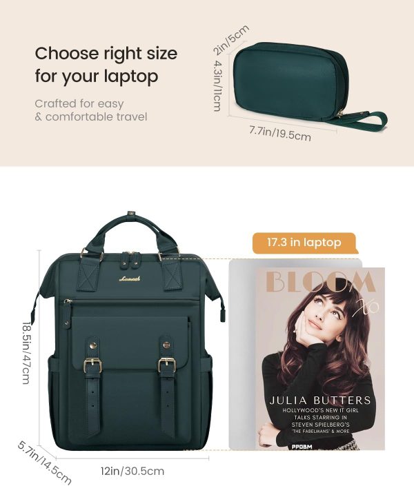 LOVEVOOK Laptop Backpack for Women Work Travel Backpack Purse, Commuter Business Computer Bag Teacher Nurse Bags, College School Backpack Student Bookbag with Multi-Pockets, 15.6 Inch, Black-brown - Image 435
