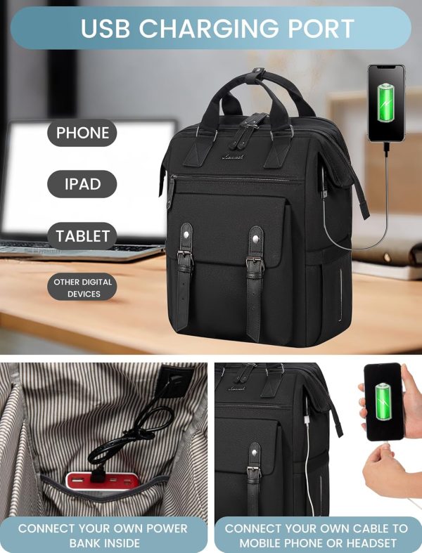 LOVEVOOK Laptop Backpack for Women Work Travel Backpack Purse, Commuter Business Computer Bag Teacher Nurse Bags, College School Backpack Student Bookbag with Multi-Pockets, 15.6 Inch, Black-brown - Image 440
