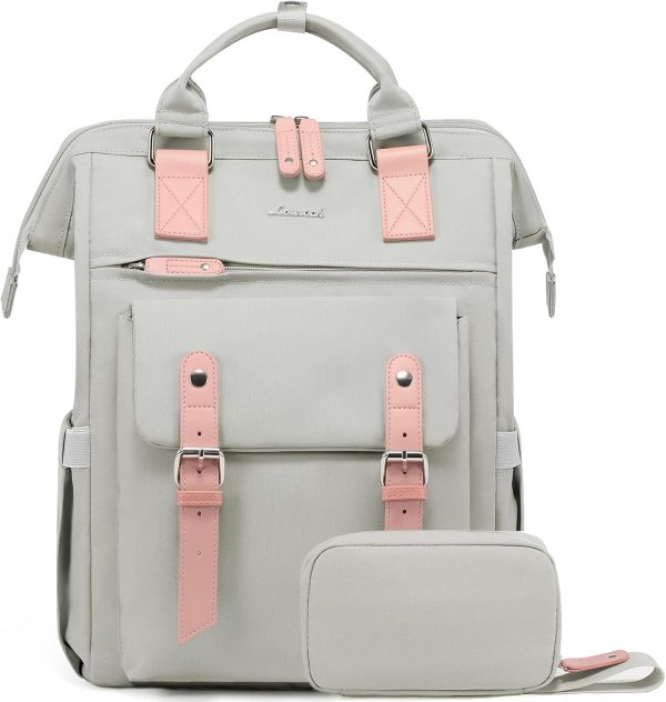 LOVEVOOK Laptop Backpack for Women Work Travel Backpack Purse, Commuter Business Computer Bag Teacher Nurse Bags, College School Backpack Student Bookbag with Multi-Pockets, 15.6 Inch, Black-brown - Image 442