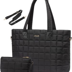 LOVEVOOK Tote Bag for Women, Large Puffer Tote Bag with Zipper Quilted Light Work Bag
