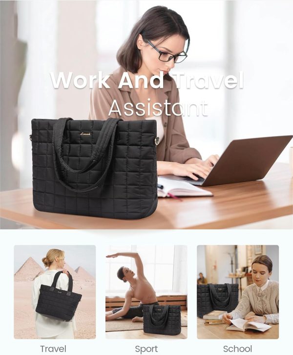 LOVEVOOK Tote Bag for Women, Large Puffer Tote Bag with Zipper Quilted Light Work Bag - Image 2