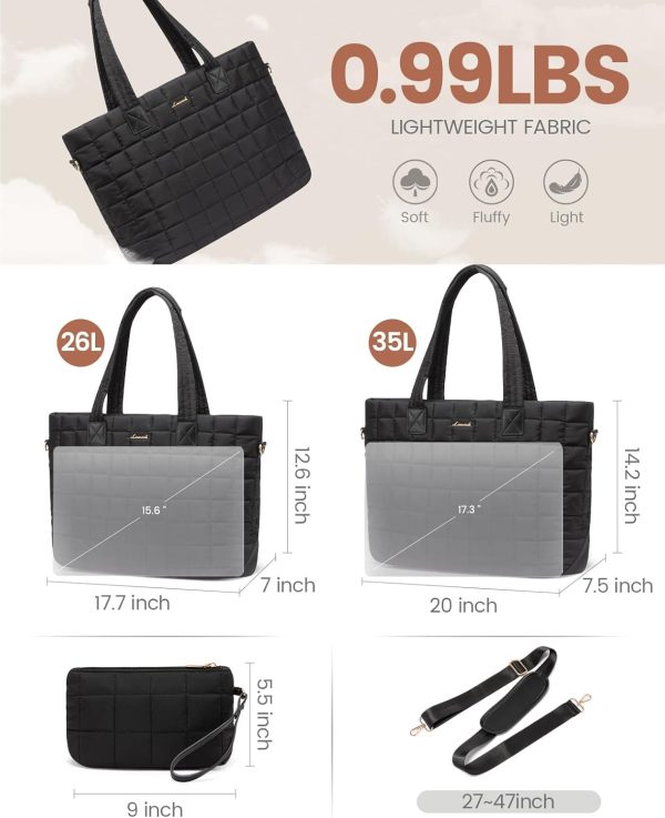 LOVEVOOK Tote Bag for Women, Large Puffer Tote Bag with Zipper Quilted Light Work Bag - Image 4