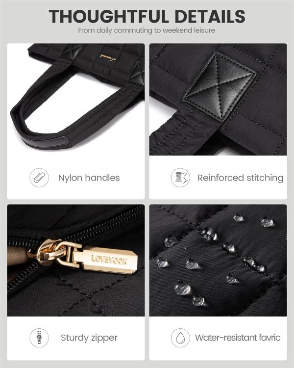 LOVEVOOK Tote Bag for Women, Large Puffer Tote Bag with Zipper Quilted Light Work Bag - Image 8