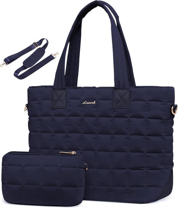 LOVEVOOK Tote Bag for Women, Large Puffer Tote Bag with Zipper Quilted Light Work Bag - Image 9