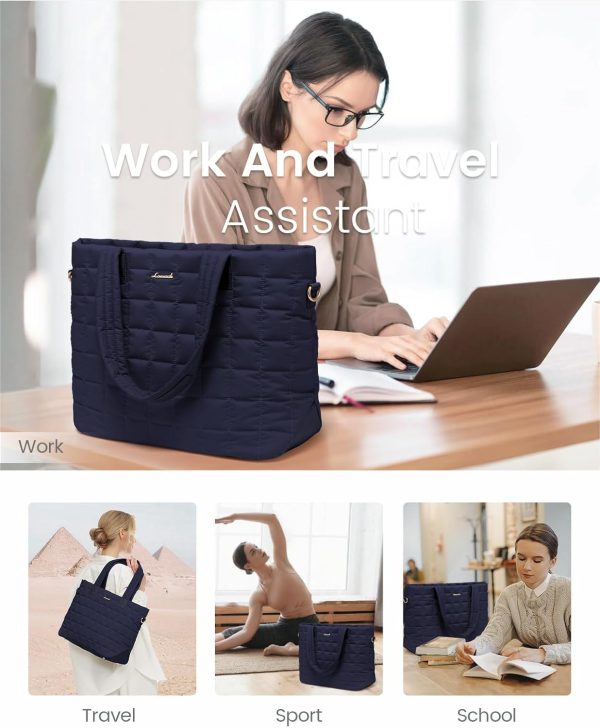 LOVEVOOK Tote Bag for Women, Large Puffer Tote Bag with Zipper Quilted Light Work Bag - Image 10