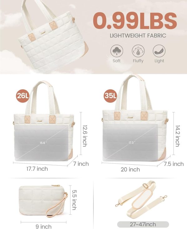 LOVEVOOK Tote Bag for Women, Large Puffer Tote Bag with Zipper Quilted Light Work Bag - Image 12