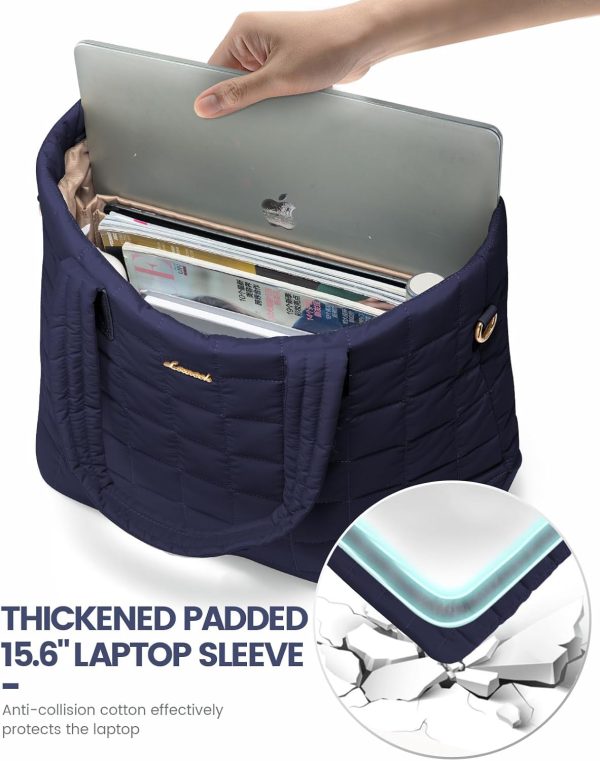 LOVEVOOK Tote Bag for Women, Large Puffer Tote Bag with Zipper Quilted Light Work Bag - Image 13