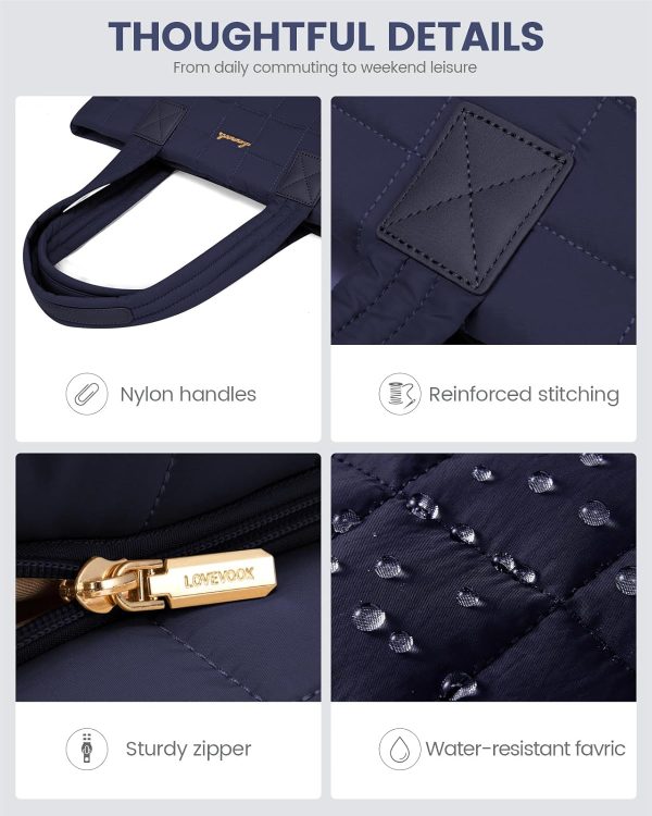 LOVEVOOK Tote Bag for Women, Large Puffer Tote Bag with Zipper Quilted Light Work Bag - Image 15