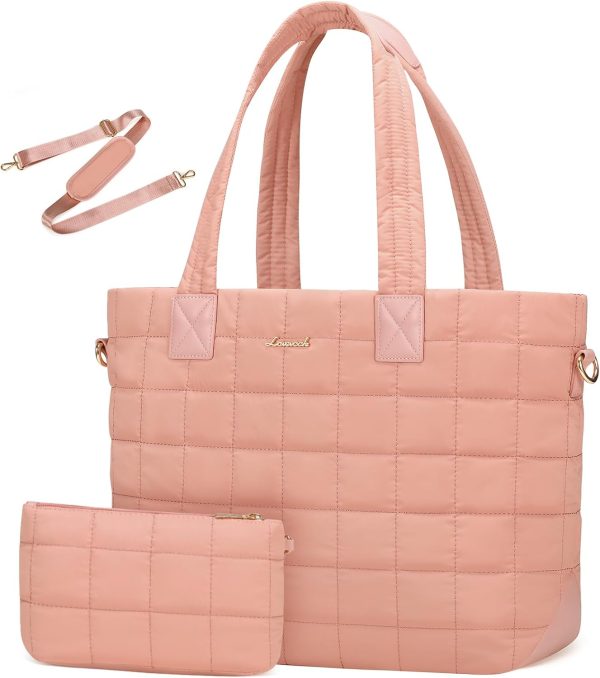 LOVEVOOK Tote Bag for Women, Large Puffer Tote Bag with Zipper Quilted Light Work Bag - Image 17