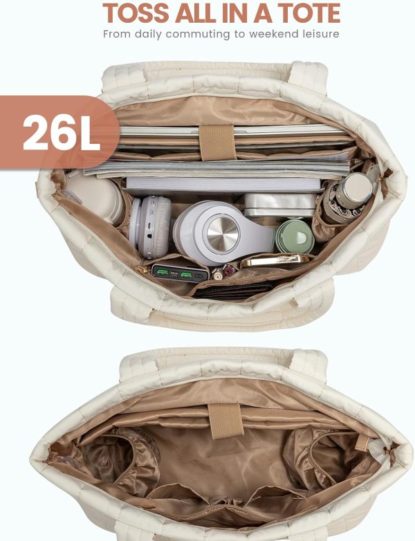 LOVEVOOK Tote Bag for Women, Large Puffer Tote Bag with Zipper Quilted Light Work Bag - Image 19