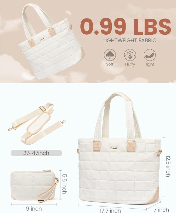 LOVEVOOK Tote Bag for Women, Large Puffer Tote Bag with Zipper Quilted Light Work Bag - Image 20
