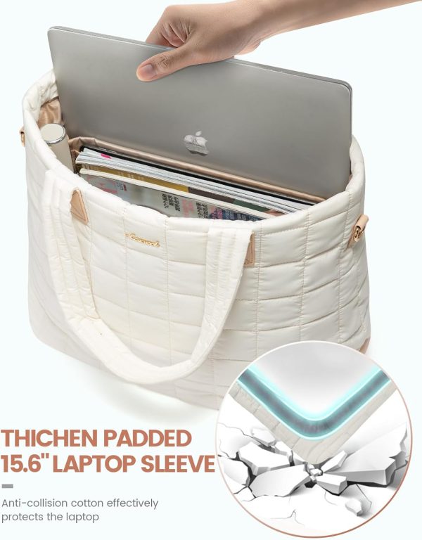 LOVEVOOK Tote Bag for Women, Large Puffer Tote Bag with Zipper Quilted Light Work Bag - Image 21