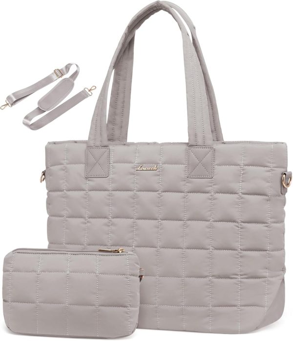 LOVEVOOK Tote Bag for Women, Large Puffer Tote Bag with Zipper Quilted Light Work Bag - Image 24