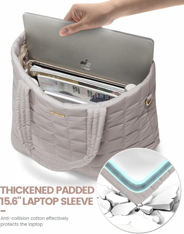 LOVEVOOK Tote Bag for Women, Large Puffer Tote Bag with Zipper Quilted Light Work Bag - Image 27